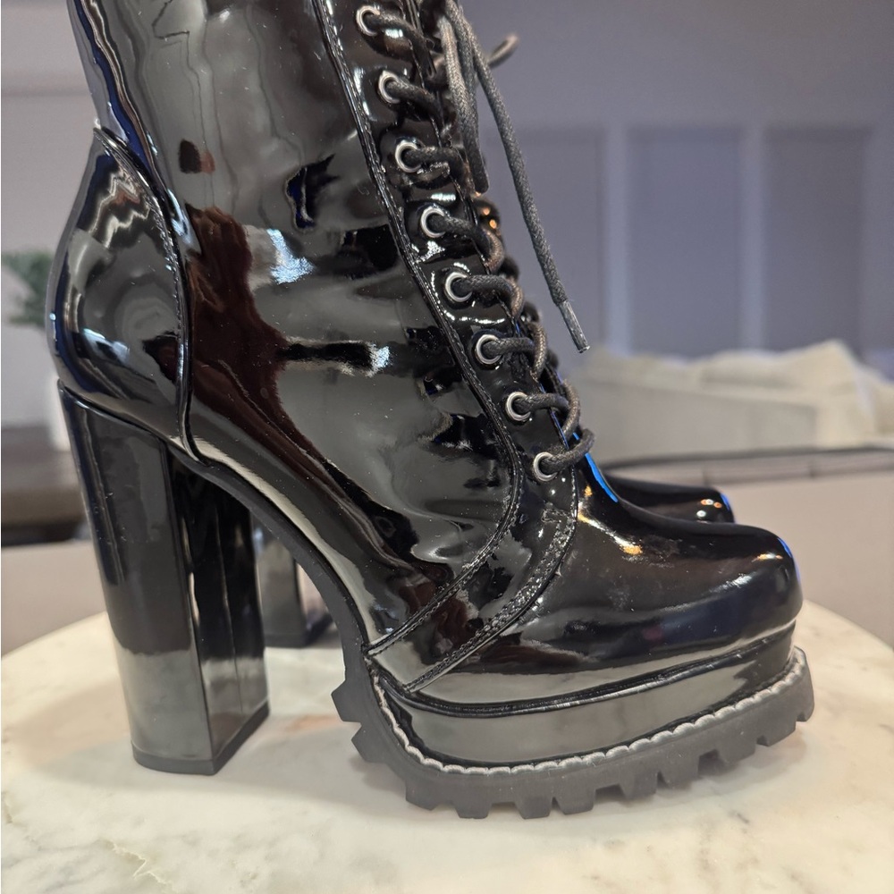 Black Patent Leather Women's Boots